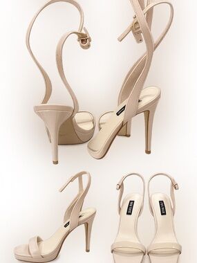 Nine West Nude Patent Stiletto Slingback Heels